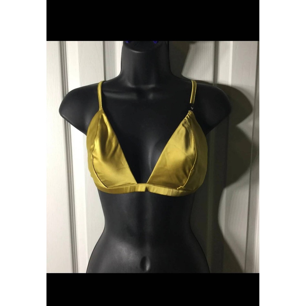Victorias Secret Triangle Bralette Wireless Unlined Mustard Yellow Gold Satin XL